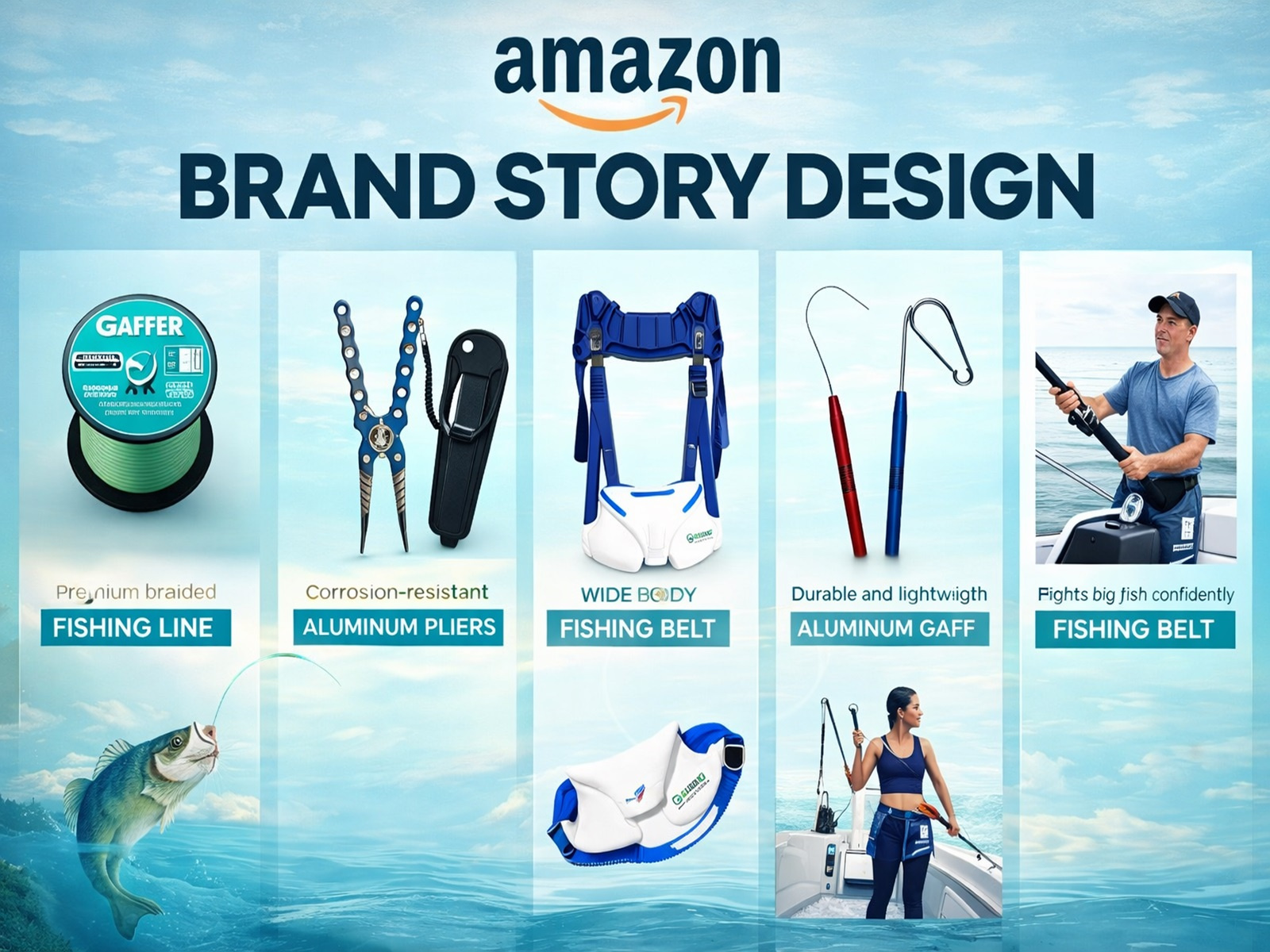 Amazon Brand Story: Fishing Gears amazon amazon brand story amazon product branding graphic design