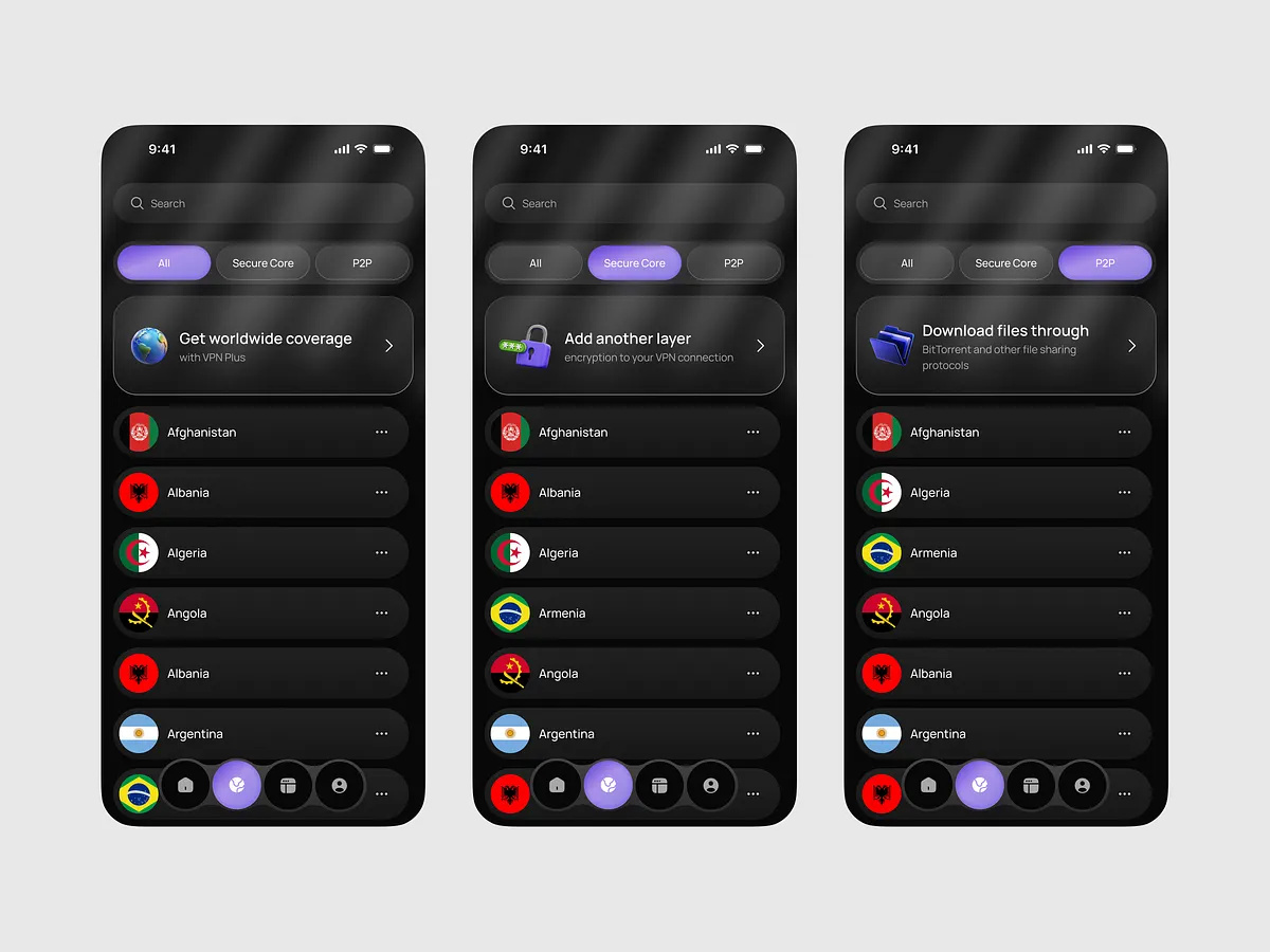 VPN Mobile App UI