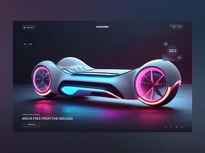 Hoverex Web Ui Landing Shot branding design futuristic graphic design hoverboard illustration neon photography product skateboard ui ui design ux ux design web design