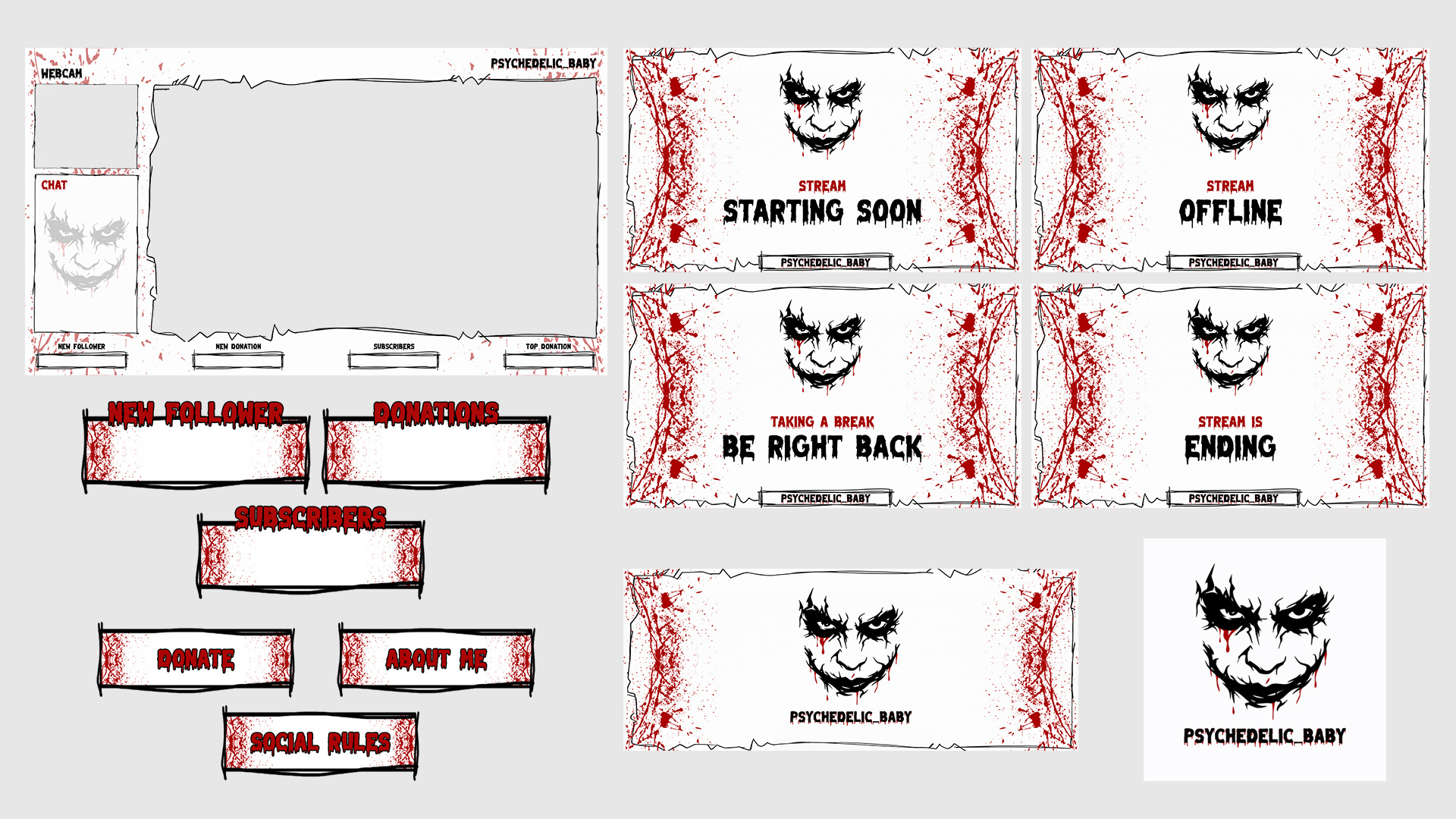 Joker Face Full Package Design (Logo, Banner, Overlays) artwork banner banner design character character design design digital art graphic design illustration joker logo logo design mascot mascot logo mascot logo design overlay overlays