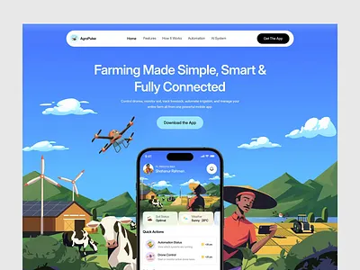 Smart Farming & Automation App - AgriTech Mobile UI Design agri tech product design ui ux agriculture mobile web design agritech app ui animation automation dashboard farm management ui farm management web design farming automation web ui farming web design flat illustration illustration ui motion graphics product design smart agriculture web interface smart farming web web web design website website design