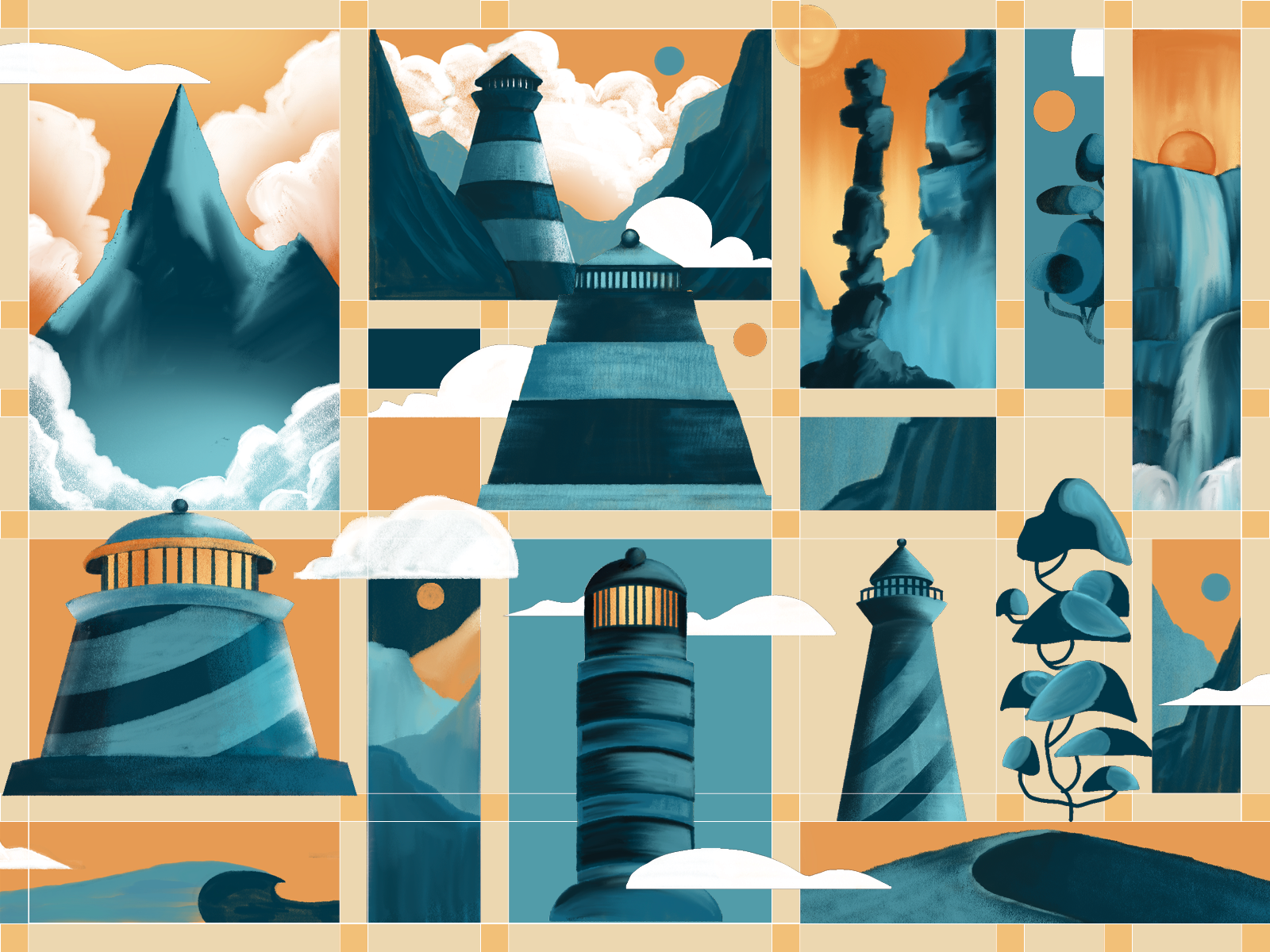 Example of Digital Landscape Painting Grid