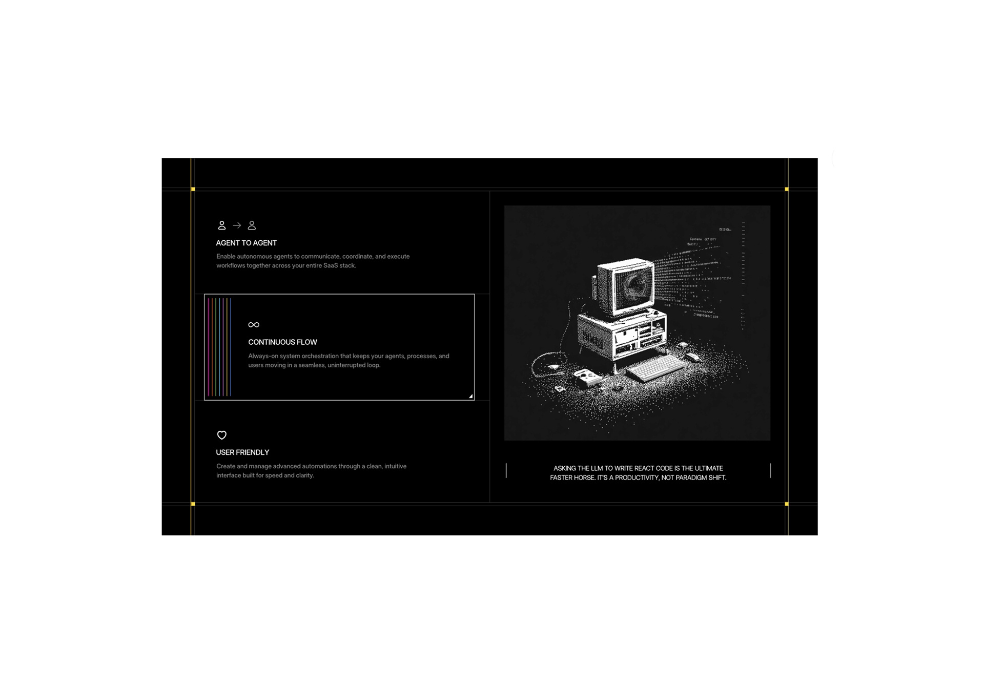 agent section animation landing section ui