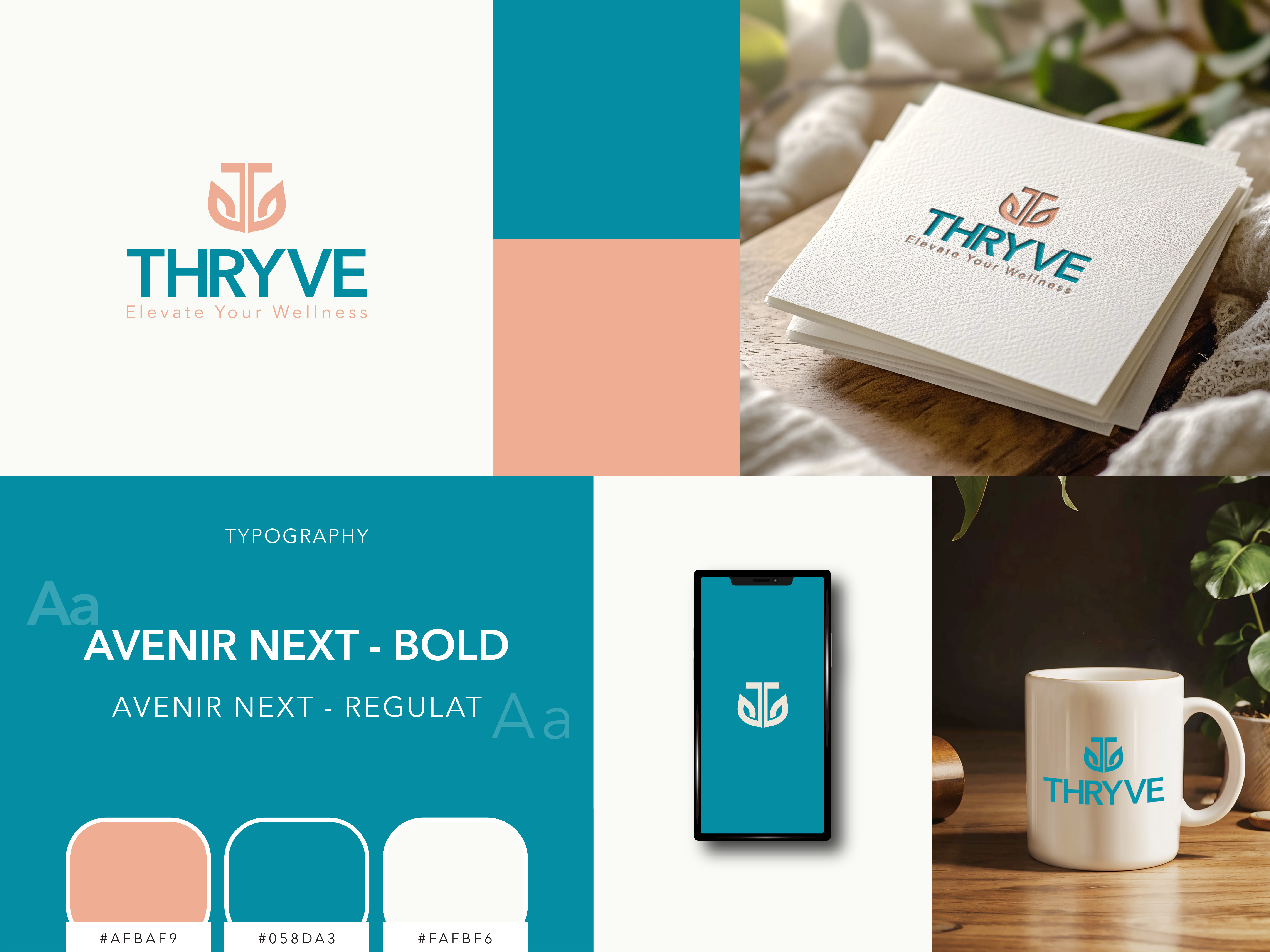 Thryve – Logo System & Mini Brand Guide adobe illustrator brand brand guideline brand identity brand kit branding coorporate logo custom logo figma graphic design illustration logo design logo system marketing minimal logo mockup moodboard symbol vector logo visual identity