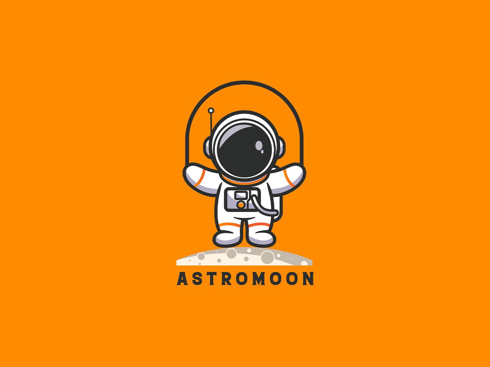 AstroMoon — Astronaut Mascot Logo (2022 Concept) 2022 design astronaut logo cartoon logo character logo creative branding logo design mascot branding mascot logo playful branding space logo vector illustration