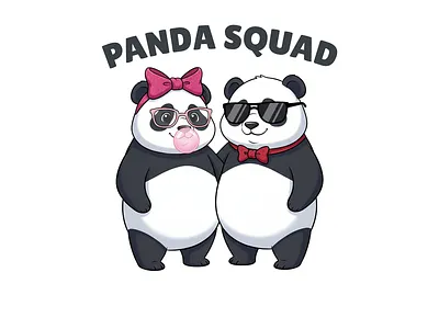 Panda Squad Cute Panda Couples T-shirt cute animals funny designs funny shirt print on demand