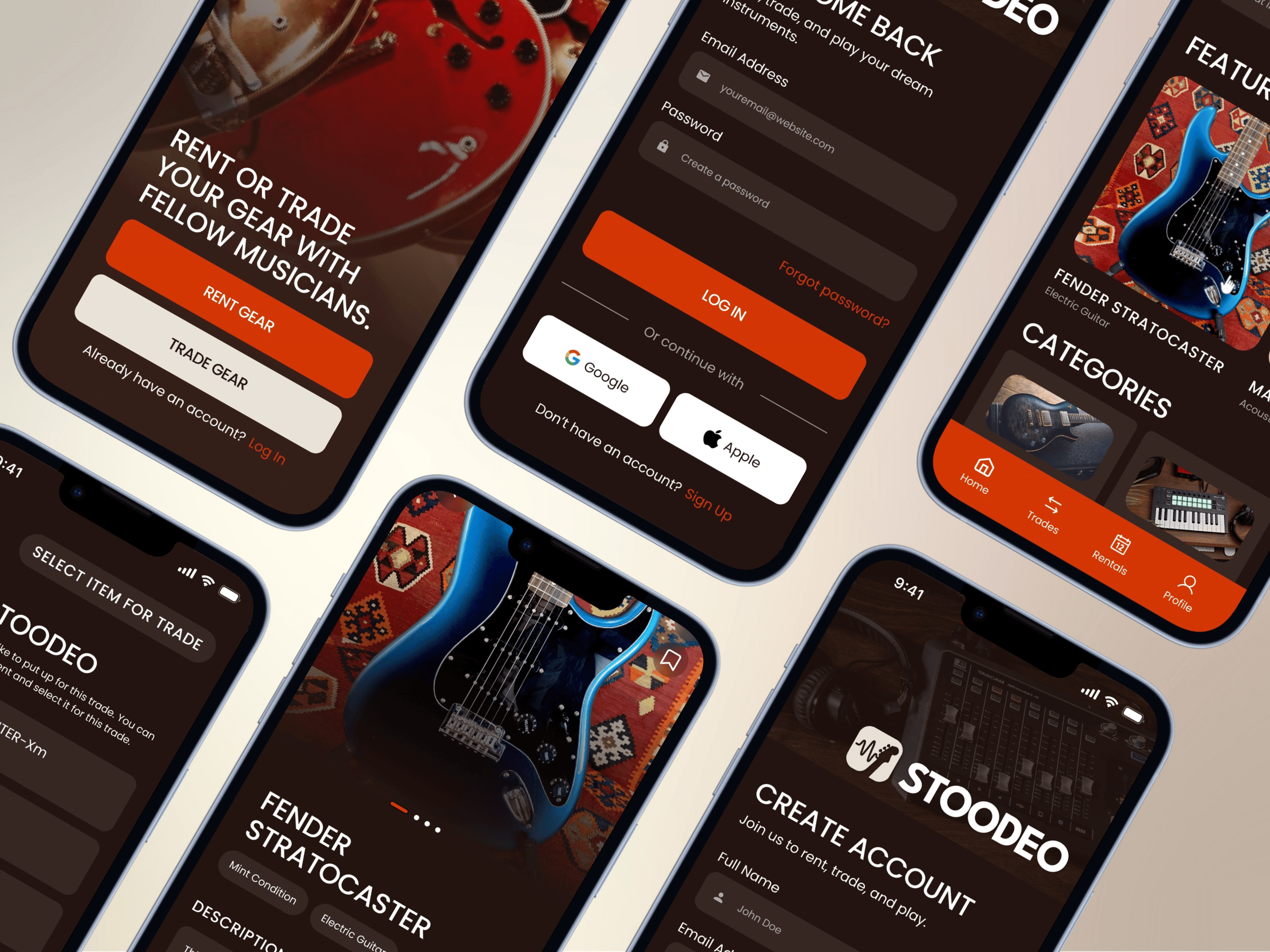 Stoodeo - Mobile Music Instrument Rental Marketplace appdesign designsystem figma marketplace mobileapp musictech productdesign ui uiux