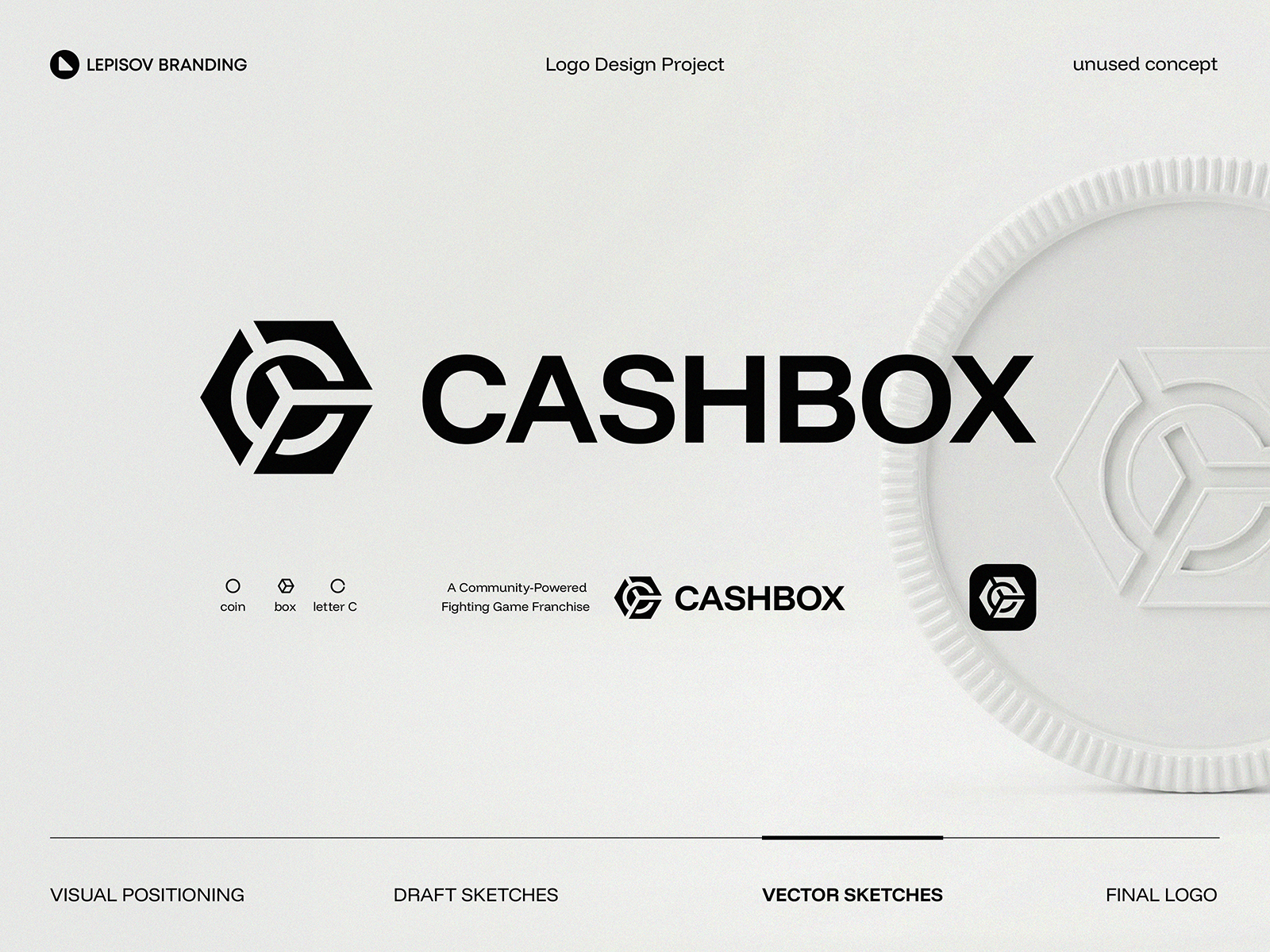 Cashbox Unused Logo Version 3d blockchain branding coin crypto finance gaming gradient icon identity logo render tech token