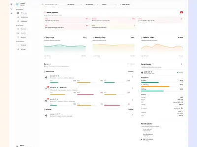 Servers Dashboard administration dashboard dashboard ui design manage management ui ui design web design web development