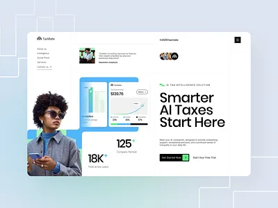 TaxMate: AI Tax Consultant - Header Website Design ai website clean home page homepage landing page landingpage saas saas website tax tax ai tax consultant ui ui design uix ux web design website