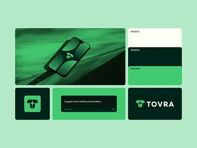 Tovra - Artificial Intelligence Company Brand Identity ai artificial intelligence brand design brand identity branding green growth leaf leaves letter t logo designs modern logo nature organic star