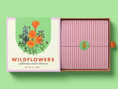 Wildflower Seed Packaging branding california floral flower flowers hand painted illustration leaves los angeles modern native plants package packaging painted plants purple seed packaging seed packet seeds wildflowers