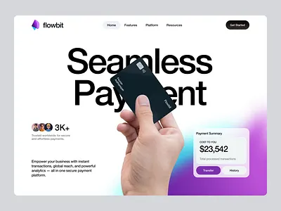Flowbit - Fintech Payment Digital Platform application banking card design digital elementor finance fintech framer landing money page platform saas template transfer ui webflow website wordpress