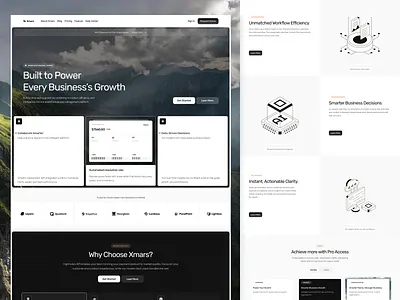 Feature Pages - Xmars SAAS Website agency b2b clean dark design feature framer home page landing page product design saas technology template ux design vektora web design webflow website
