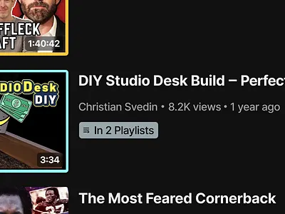 YouTube Multiple Playlists Badge Concept badge concept dark mode feature flat improve player ui ux video web app youtube
