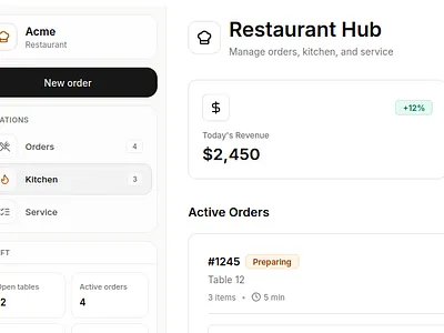 Restaurant Sidebar clean dash dashboard modern restaurant sidebar sleek ui