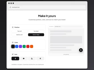 Accessibility Widget Preview UI accessibility design handypal minimal ui ux