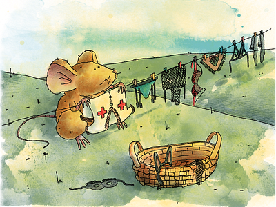 LITTLE MOUSE DOING THE WASHING UP cartoon mouse cleaning colourful digital illustration digital water digital watercolor digital watercolour drying out funny mouse illustration laundry basket laundry service mouse small animal underwear washing up watercolor watercolor mouse watercolour