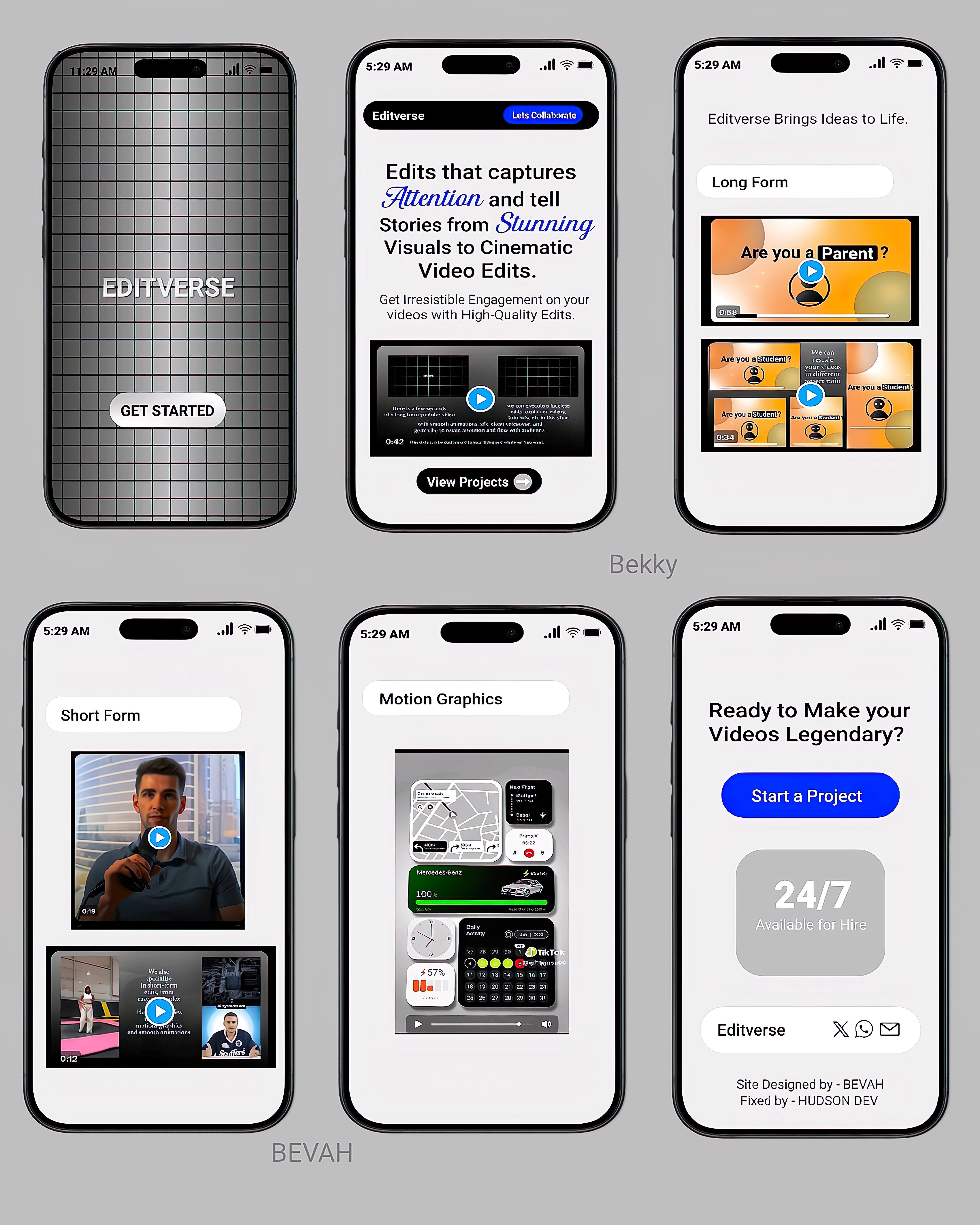 Editverse — Video Editing Service Website UI creative figma landpage mobileapp uxui videoproduction website websitedesign