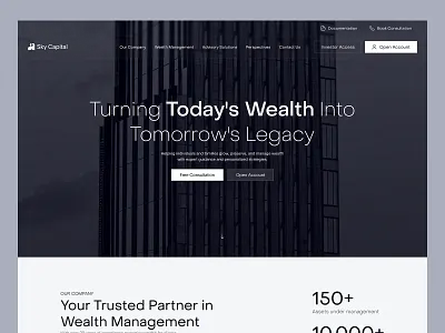 Wealth Management Landing Page UI design finance finance website financial planning fintech investment investment platform landing page personal finance product startup startup funding trust fund wealth management web web3