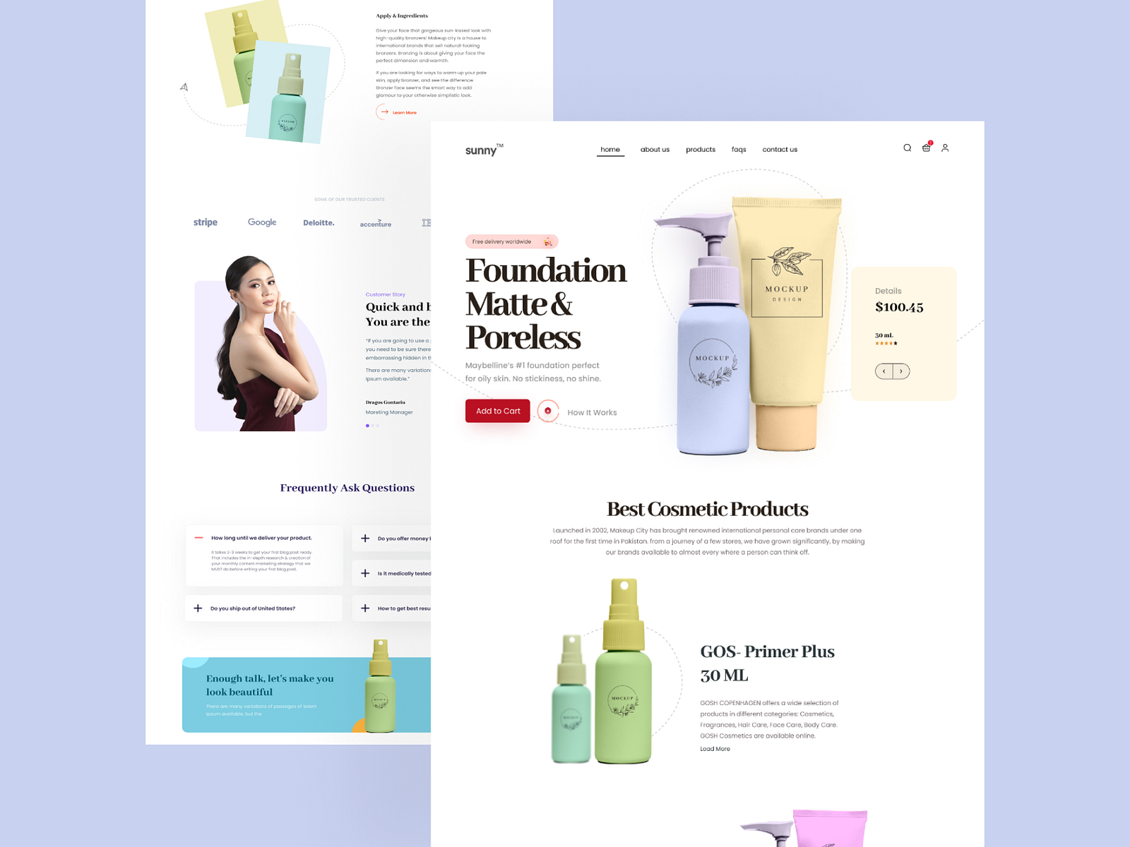 Cosmetics website design by Nabeel Imdad on Dribbble