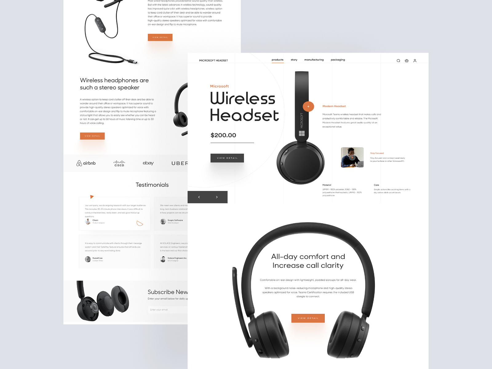 Wireless headset website design by Nabeel Imdad on Dribbble