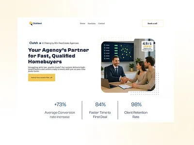 Real Estate Agency Hero Section — Lead Generation Website Concep agencywebsite b2bdesign conversiondesign design dribbble figma landingpage leadgeneration realestate ui uiux uxdesign webdesign