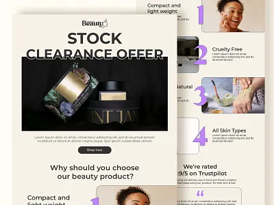 Skincare & Beauty Email Marketing Design | Stock Clearance Offer abdulhsaimon beauty brand clean design cosmetics e newsletter ecommerce email design email template graphic design marketing newsletter offer product launch skincare stock clearence ui