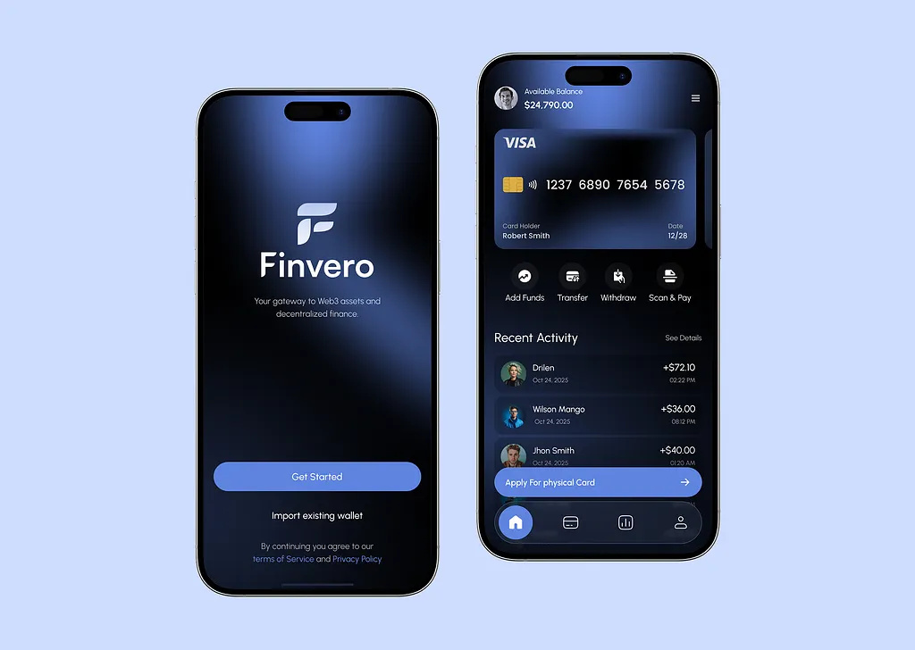 Finvero - Finance Investments App app app design b2b bank bank management app crm finance finance app fintech fintech app investment login mobile app money transfer saas sign up ui ux wallet