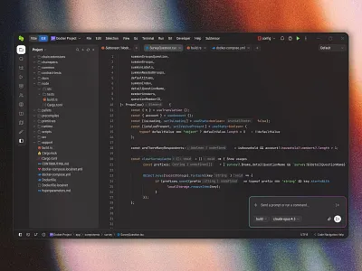 IDE - AI developer environment ai app chat code coding editor ide minimal modern product product design programming