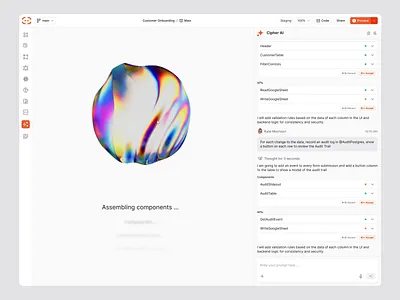 Cipher AI - Webapp Design - LLM Systems 3d agentic app ai animation ai app ai chat ai chat component ai sphere ai visual animation application dubai designer minimal motion graphics orb animation sphere animation ui us designer voice interaction ui web design webapp ui
