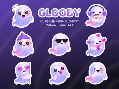 Glooby | Ghost Sticker Pack 3d art brand mascot branding design ghost emoji ghost mascot graphic design illustration logo mascot ui