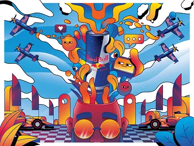 Red Bull - Box Art Illustration action artwork bold colors box art brand artwork brand illustration branding campaign illustration character design colors concept design digital illustration gradient illustration motion ready poster design red bull sports illustration vector vector artwork