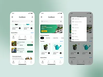 Home UI androiddesign cleandesign dashboard ecommerceapp home iosdesign marketplaceapp moderndesign plantapp plantsapp popup primary