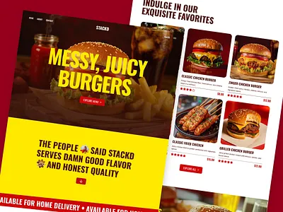 STACKD - Burger Website burger landingpage burger website fast food website landing page landing page ui