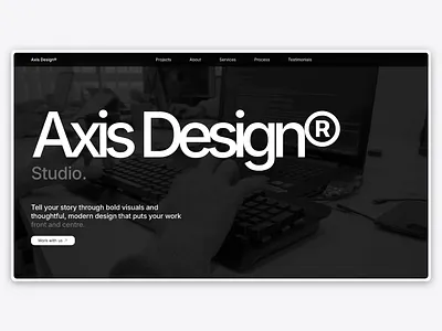 Axis Design agency animations clean contrast framer landing minimal modern monochrome portfolio professional responsive scroll sticky template typography ui ux webdesign website