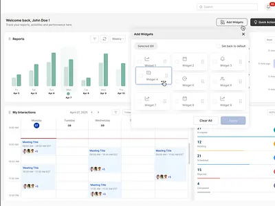 Dashboard – Custom Drag & Drop Widgets accessibility design human centered design illustration information architecture user experience user interface user journey ux design