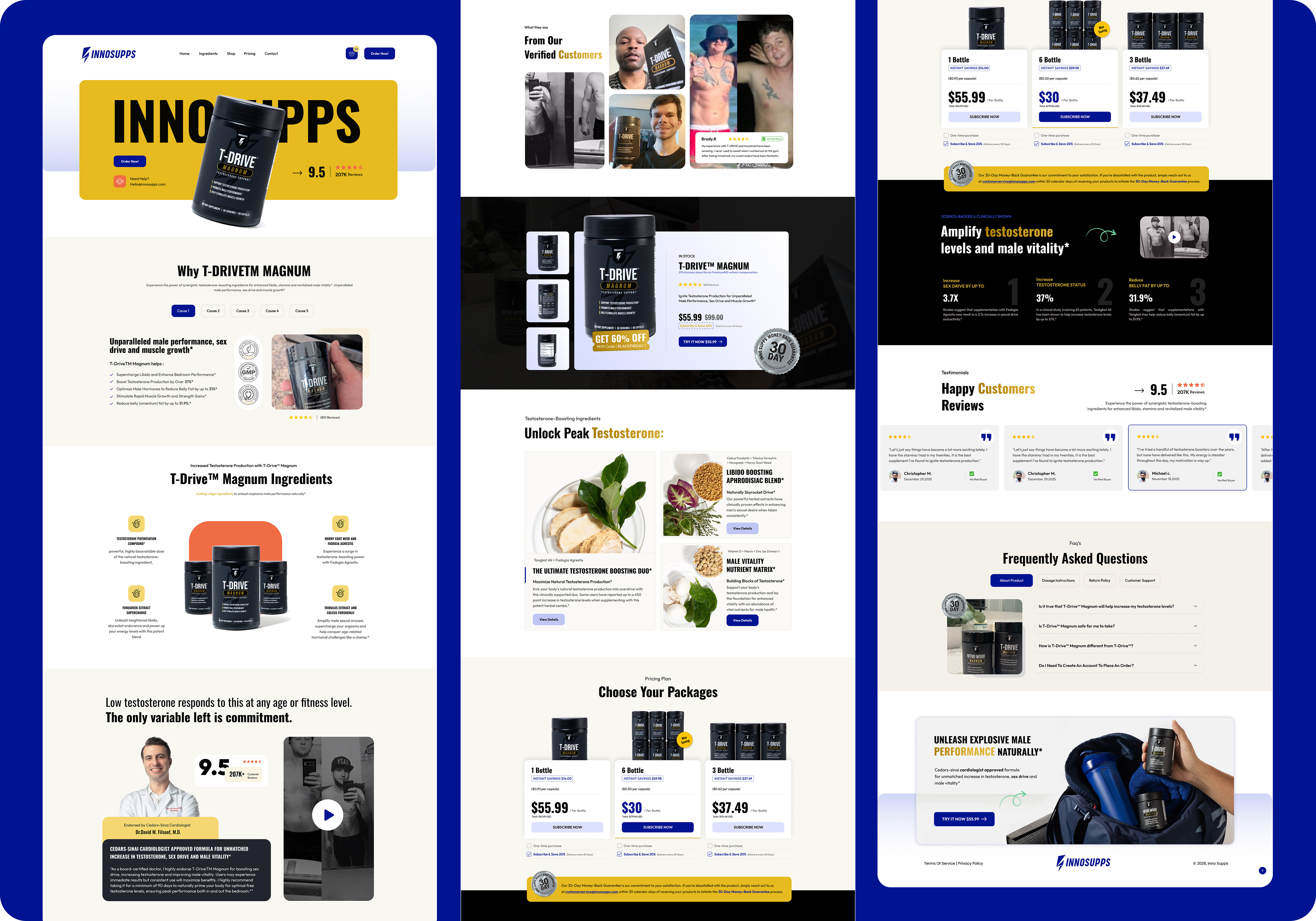 Supplement product landing page UI design, eCommerce Website Fit blue color ui branding fitness fitness wellness brand fitness website free download health healthtech landing page marketing minimalist ui product landing page proxima nova font sex performance product supplement testosterone booster web design website free templates website ui inspiration yellow color