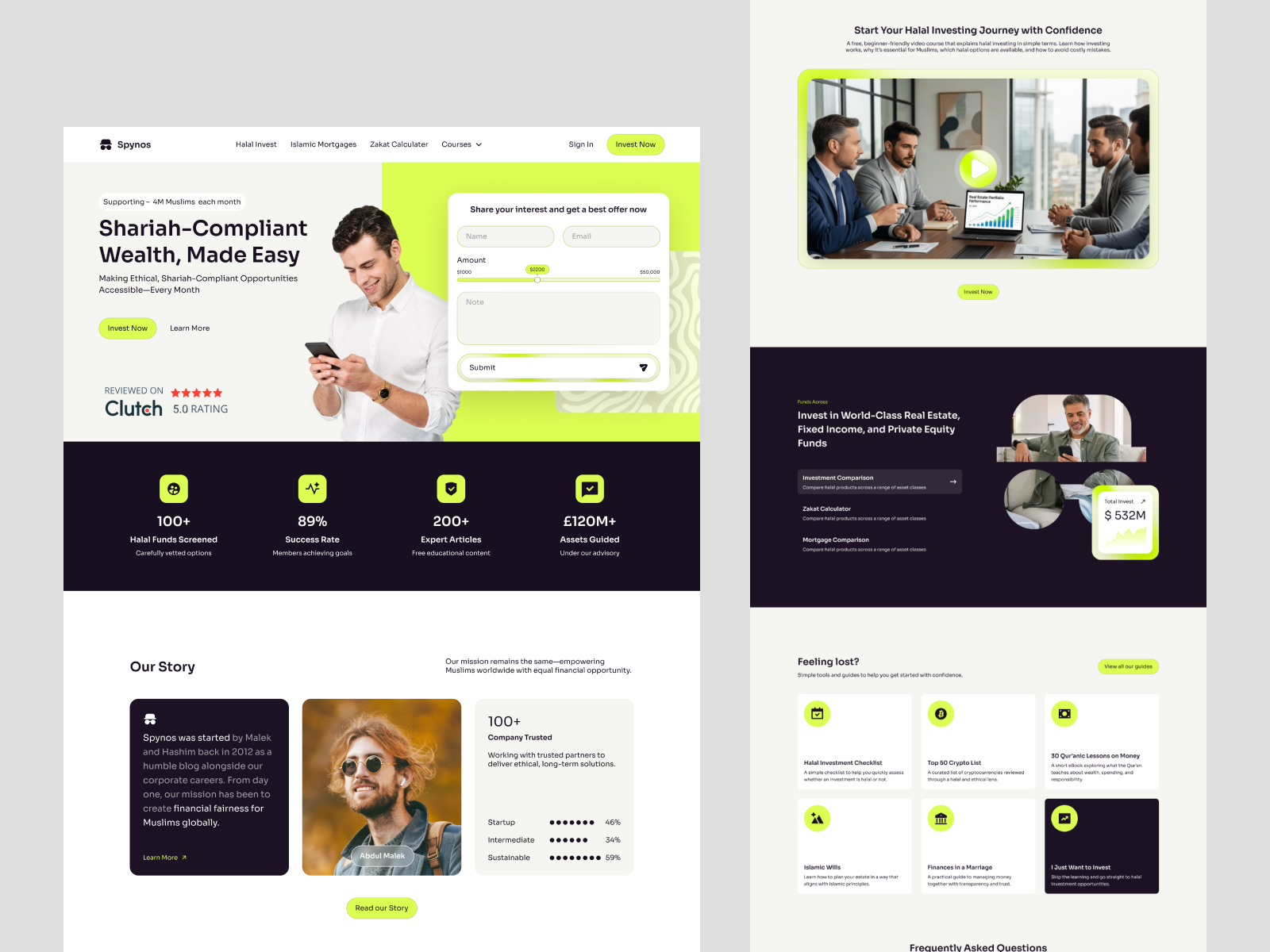 Halal Invest — Islamic Mortgage Landing Page Concept digitaldesign ethicalfinance financialui fintechdesign halalinvest islamicfinance islamicmortgage landign page design landingpage modernui shariacompliant uidesign uxdesign visual design web ui webdesign