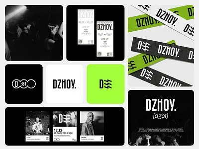 DZHOY - Visual Identity for Modern Party Brand brand identity branding graphic design identity illustrator logo logo development logotype neon identity ui visual identity