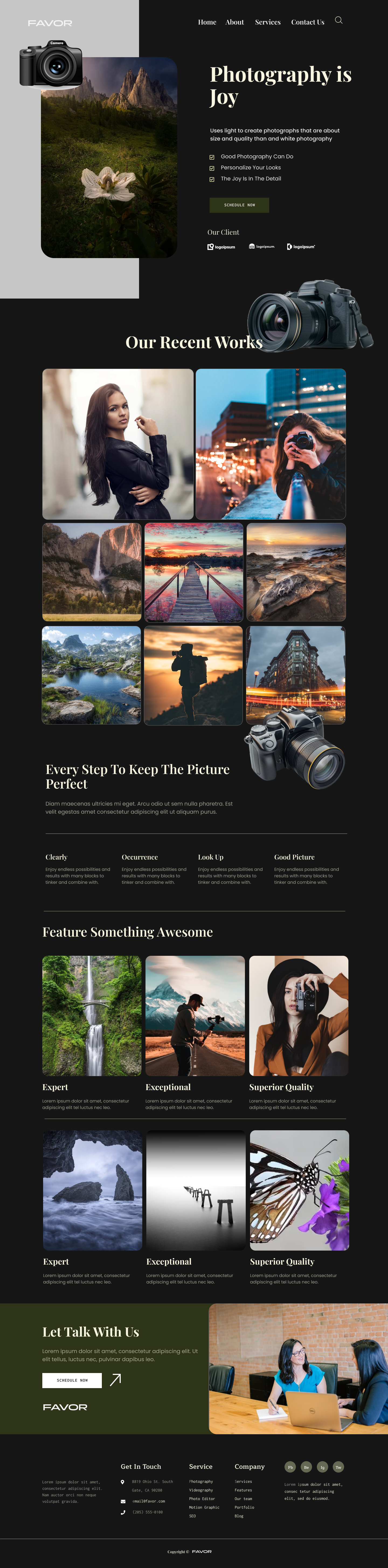 Photography Portfolio Landing Page advertisement branding design graphic design illustration logo typography ui ux vector