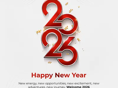 Welcome 2026 ✨ – New Year, New Beginnings 🎉 3d animation graphic design logo ui