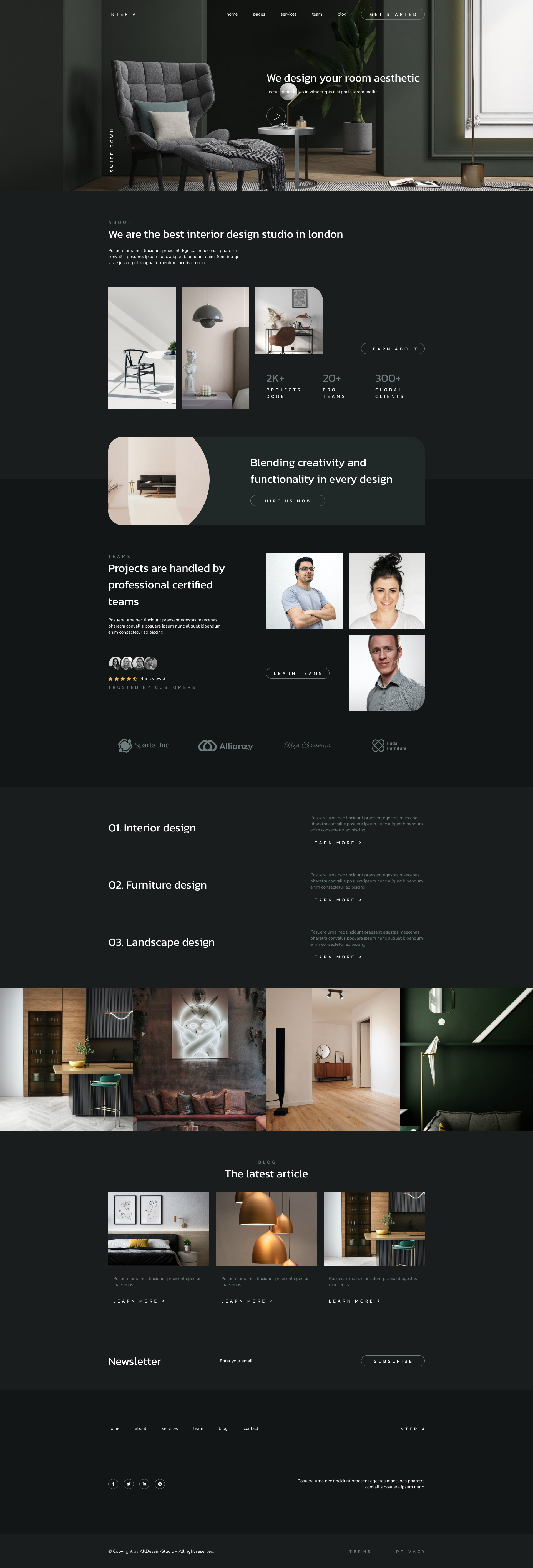 Interior Studio Website Landing Design advertisement branding design graphic design illustration logo typography ui ux vector