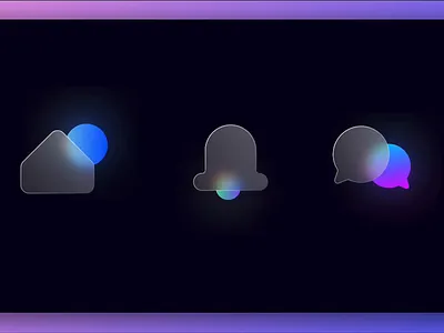Animated Glass Icons animation branding glass glassmorphism icon render svg