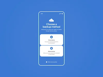 Wallet Onboarding backup clean icloud mobile app onboard ui ux