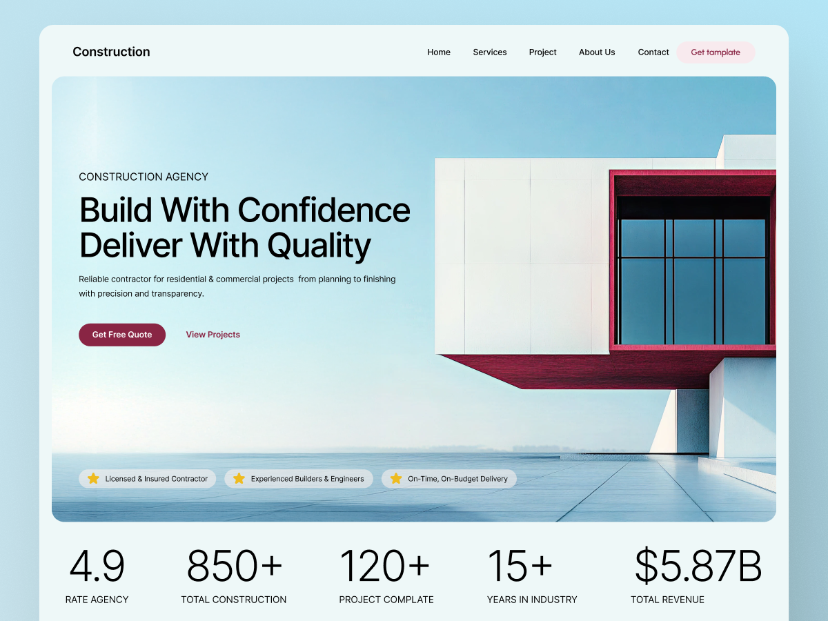 Construction Agency design mobile design ui uiux web web design webdesign
