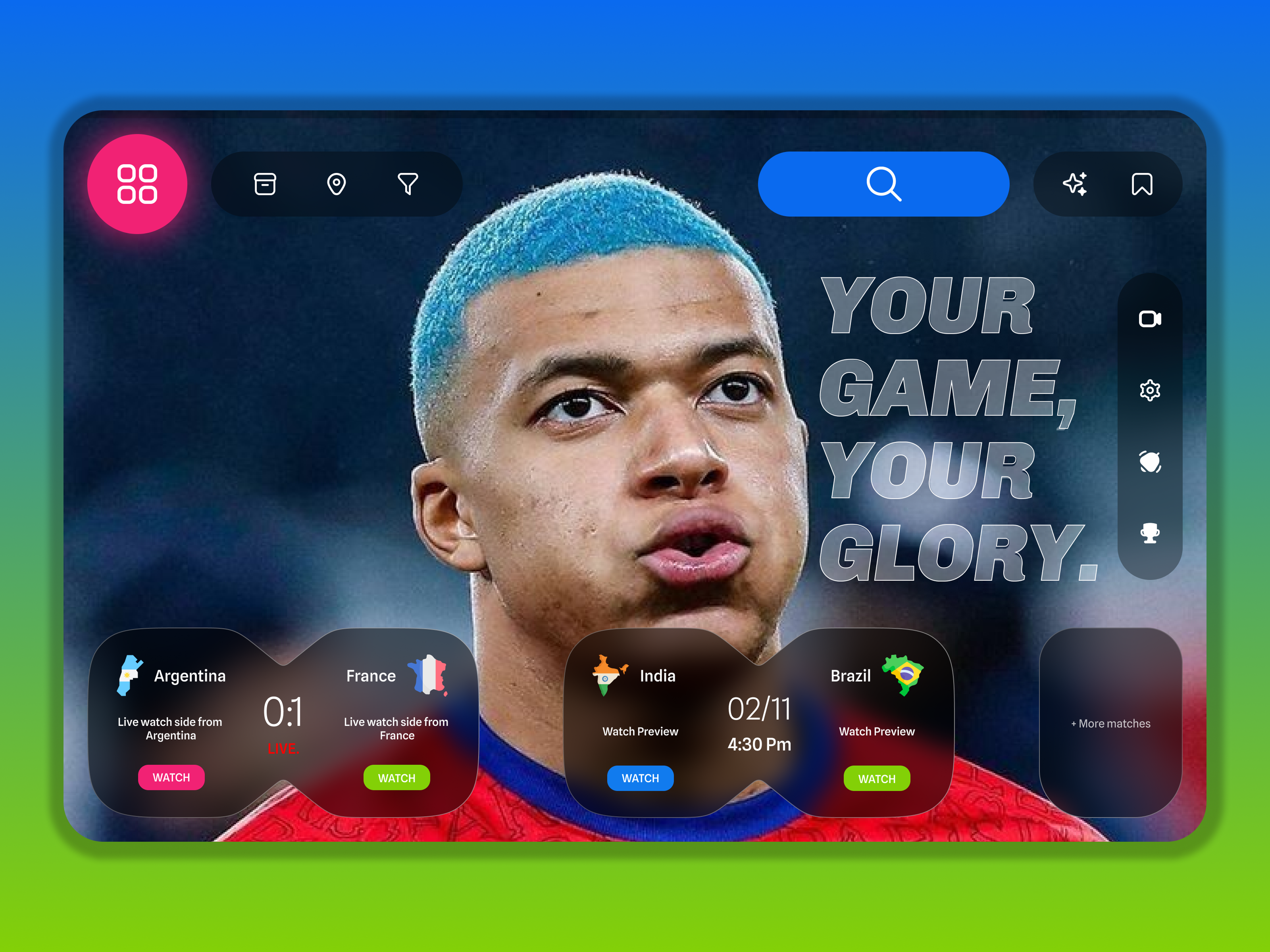 Elite Sports Dashboard UI — Live Scores & Match Tracking darkui dashboarddesign datavisualization digitalproduct figmadesign glassmorphism interactiondesign livesports modernui productdesign sportapp sportsstreaming sportstech sportsui uidesign uiinspiration uxdesign uxresearch visualdesign webdashboard