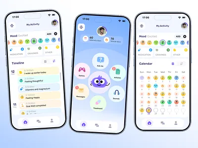 App helps with medicine withdrawal symptoms activity calendar chart cravings dashboard emoji emotions gant medical medication sobreity treatment