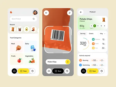 Calorie tracker iOs app app chart eating fitness food habits light medical nutrition scan scanner