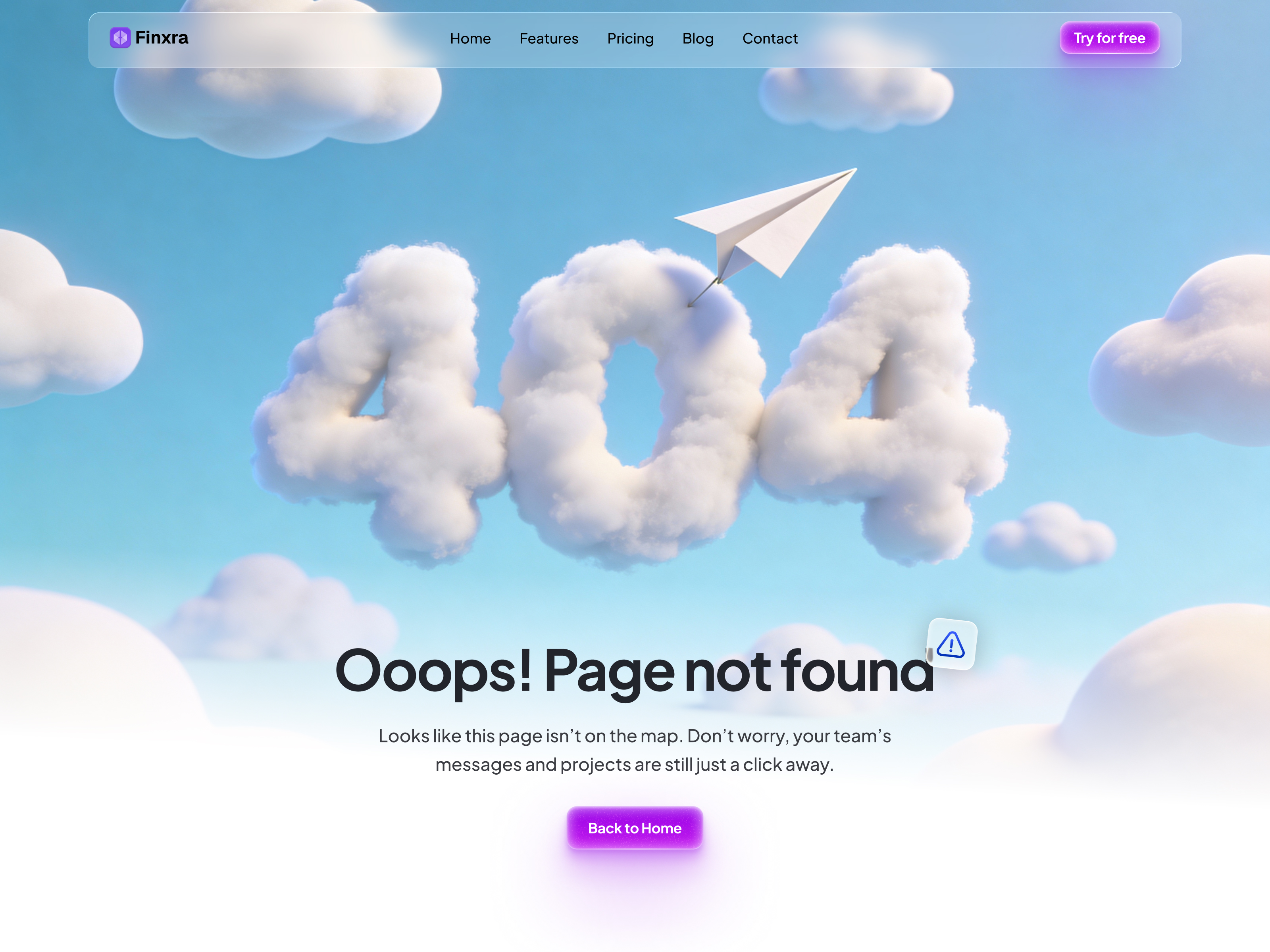 404 Page Not Found — Cloud-Style Error Page UI 3drender 404 404page cloudui dribbble errorpage illustration landingpage minimal modernui productdesign saasdesign uidesign uxdesign webdesign